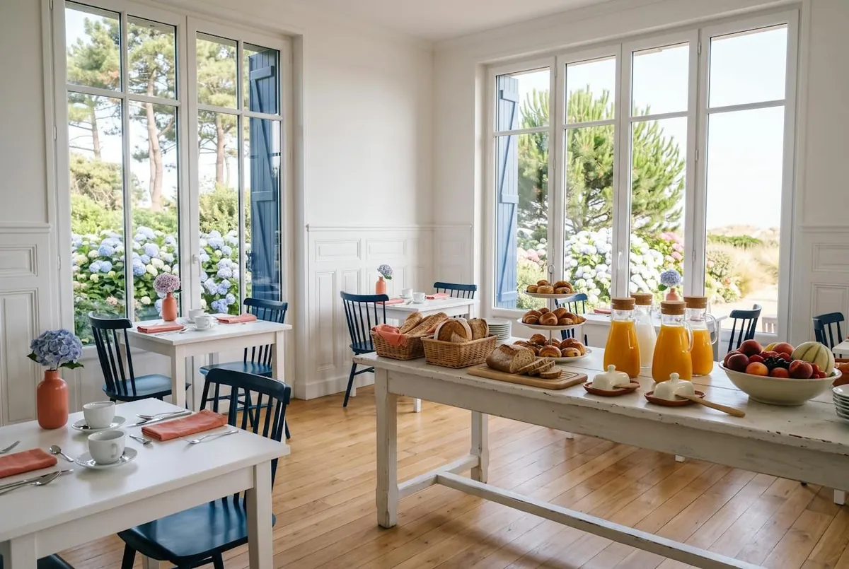 la salle du petit-déjeuner et son buffet